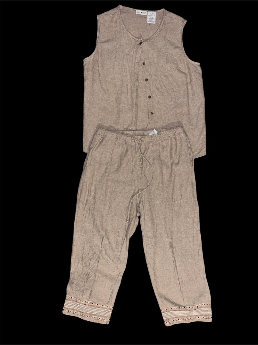 White Stag Brown Sleeveless Linen Set